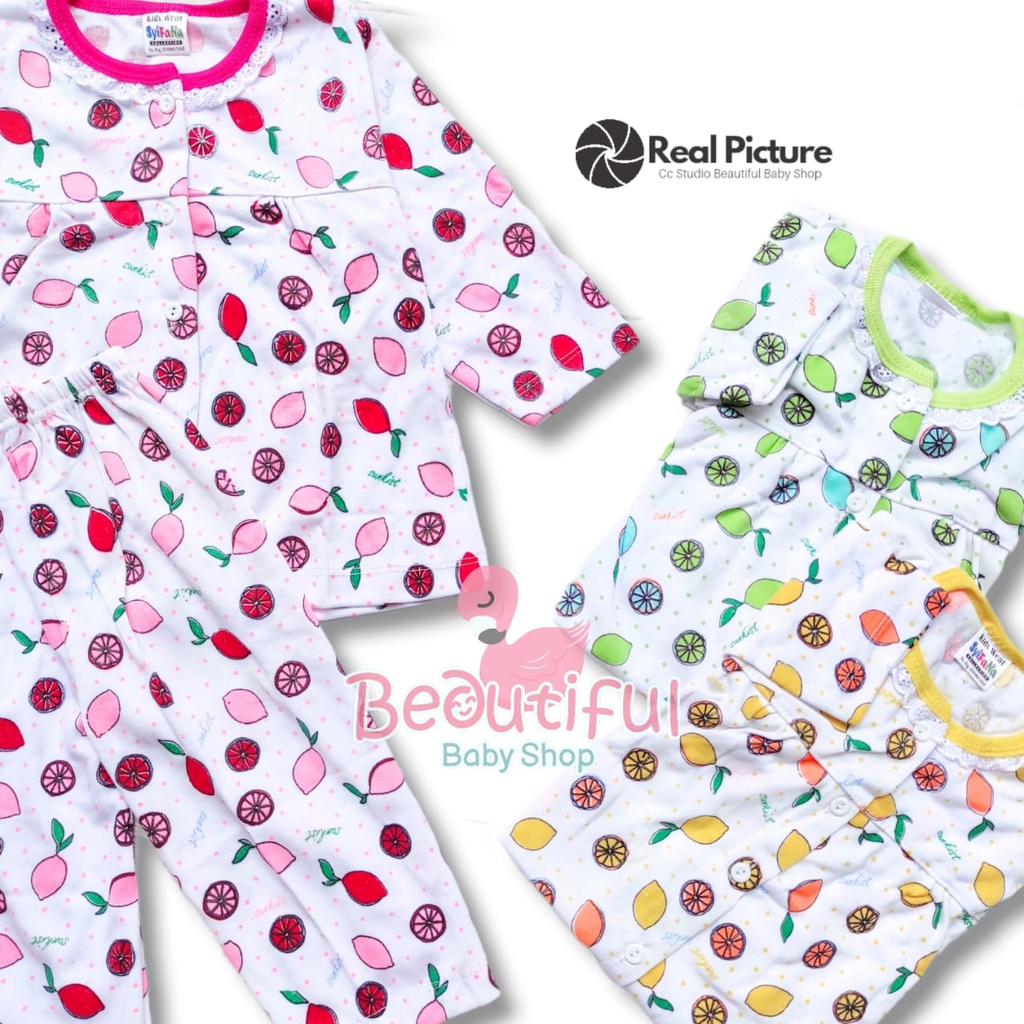 Baby.ou - Setelan Baju Bayi Perempuan Tangan Panjang Celana Panjang Motif Sunkist / Setelan Piyama Bayi Perempuan / Baju Bayi Panjang Perempuan / Baju Tidur Bayi Merk Syifana