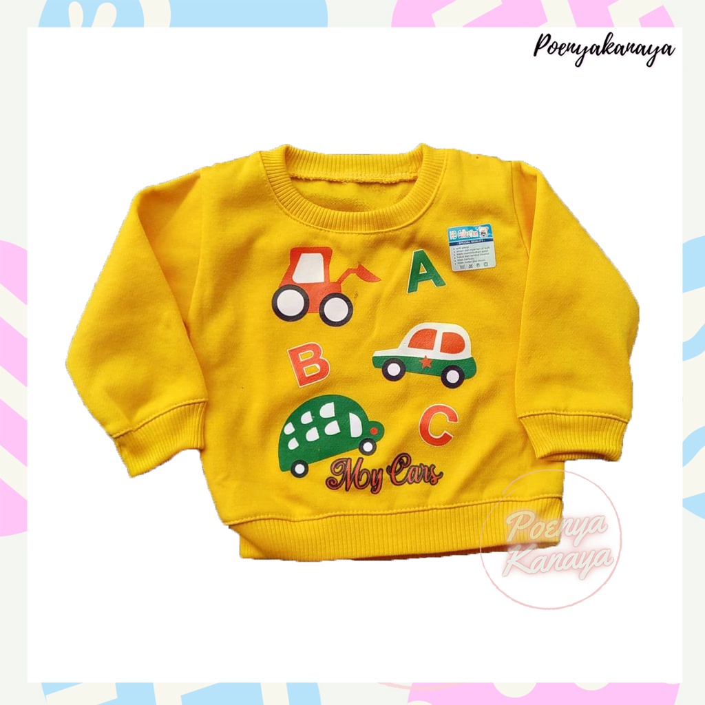JK25 Jaket Sweater Bayi Anak fleece MOBIL ABC HBc-Kuning