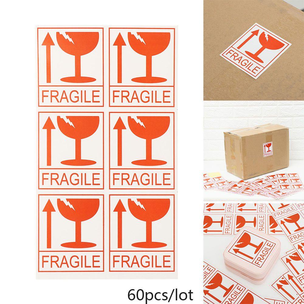 TOP 60pcs/lot Fragile Warning Sticker Keamanan Bermanfaat Perawatan Kantor Pengiriman Parcel Mark Pengiriman Express Label