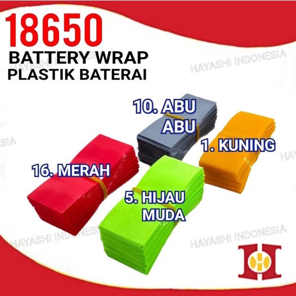 Battery Wrap 18650 Sleeve PVC Jaket Plastik Cover Batre Batere Baterai-10PC