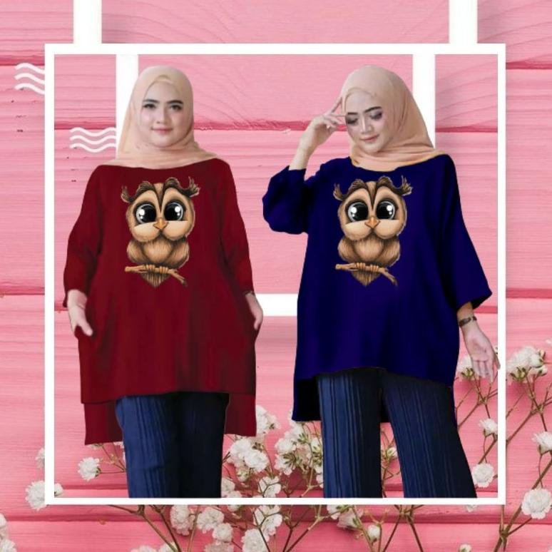 Tunik Wanita Jumbo Xxl Ld 130 Cm Tangan 3/4 Bahan Kaos . Atasan Baju Tunik Wanita Dewasa Big Size Te
