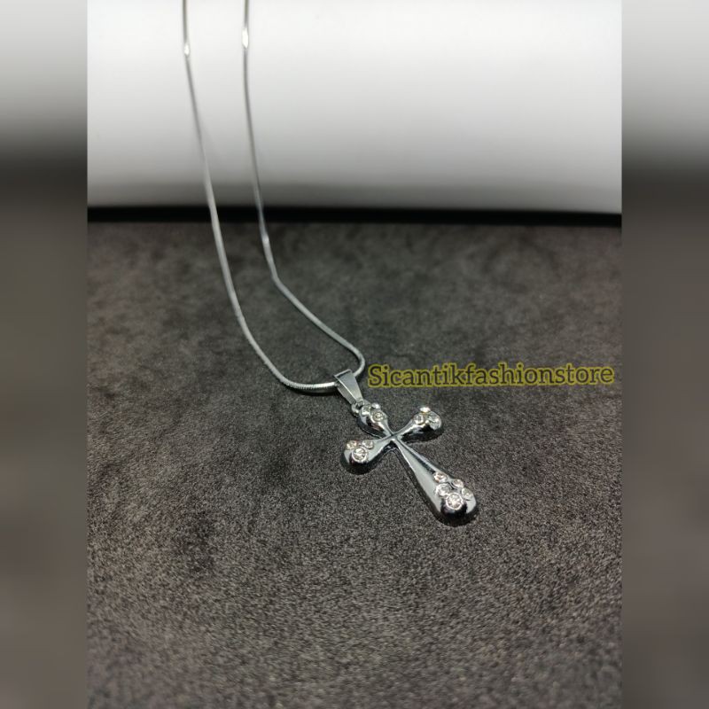 PROMO Kalung Titanium liontin Salib terlaris anti Karat selamanya