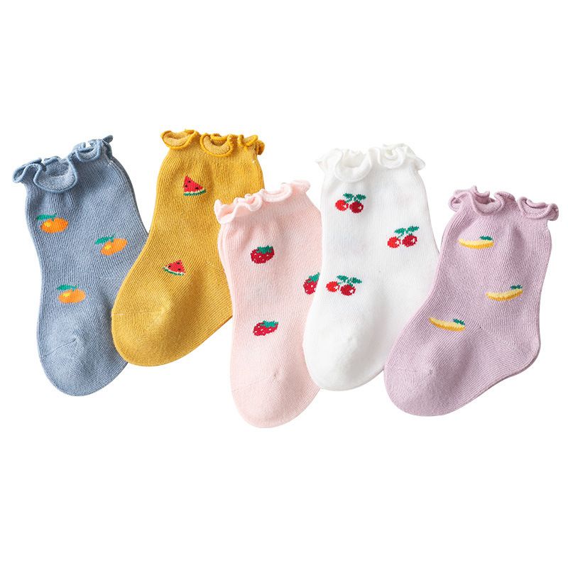 (Pimenova) Kaos Kaki Anak Bayi Balita Perempuan Import Model Ruffle Flower/Fruits Baby Kid Socks