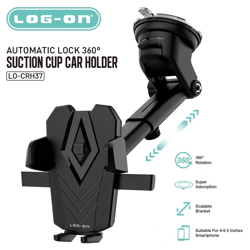 PROMO LOG ON LO-CRH37 Car Holder Mobil universal Auto LOCK + Rotate 360° - Black SULTAN