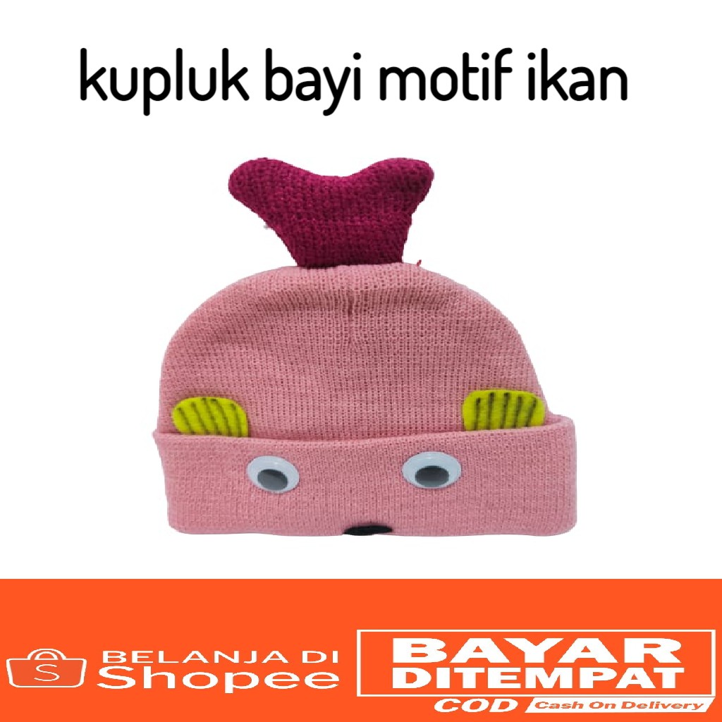 kupluk bayi motif ikan lucu imut baby hat rajut_PURANGSAKATO SHOP