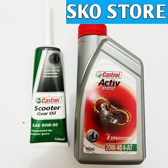 (PAKET) Oli Castrol Active Matic 20w-40 800Ml &amp; Oli Gardan/Gear 120 ML Murah