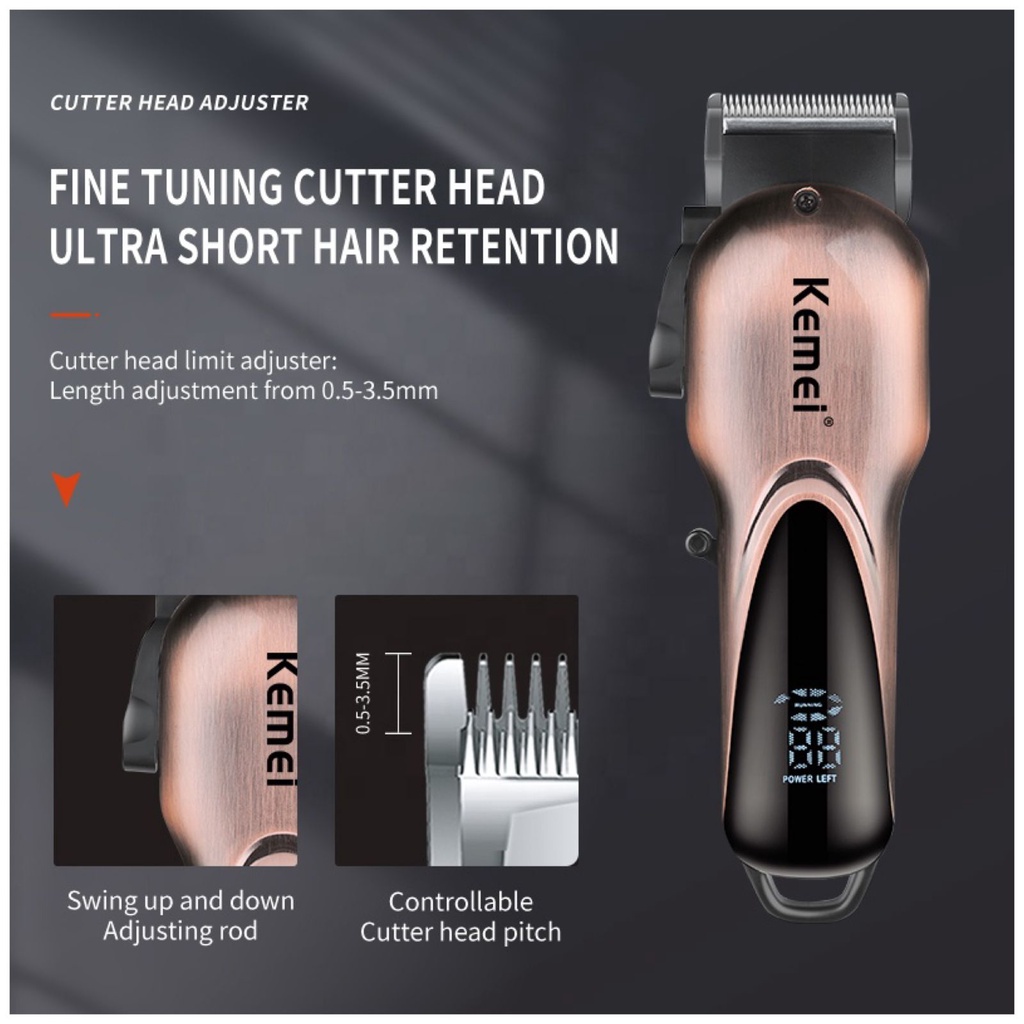 Alat Cukur Rambut KM-6372 Professional Hair Clipper Cordless Mesin Cukuran LCD Orginal Kemei KM 6372