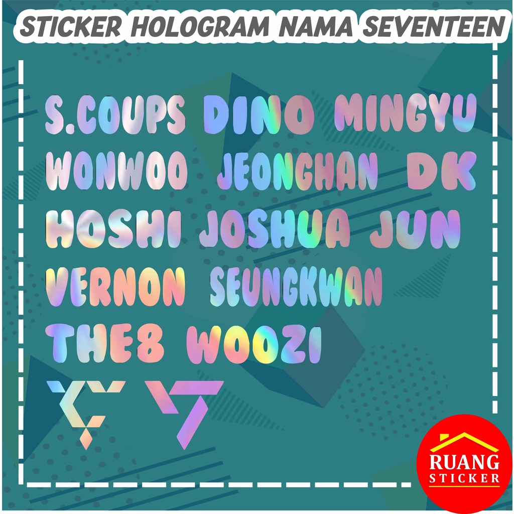 LANGSUNG JADI STIKER HOLOGRAM SEVENTEEN NAMA MEMBER LIGHTSTICK DECAL STICKER