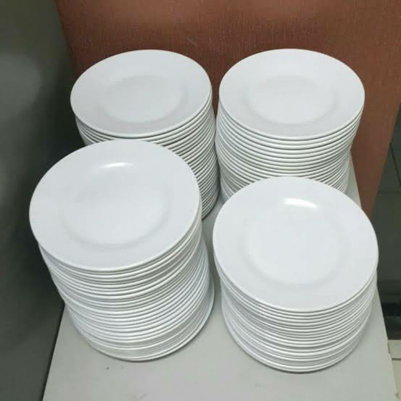 ORIGINAL PIRING MELAMIN PUTIH POLOS 1 PCS/PIRING MAKAN MELAMINE/PIRING MAKAN BULAT TEBAL 10 inch