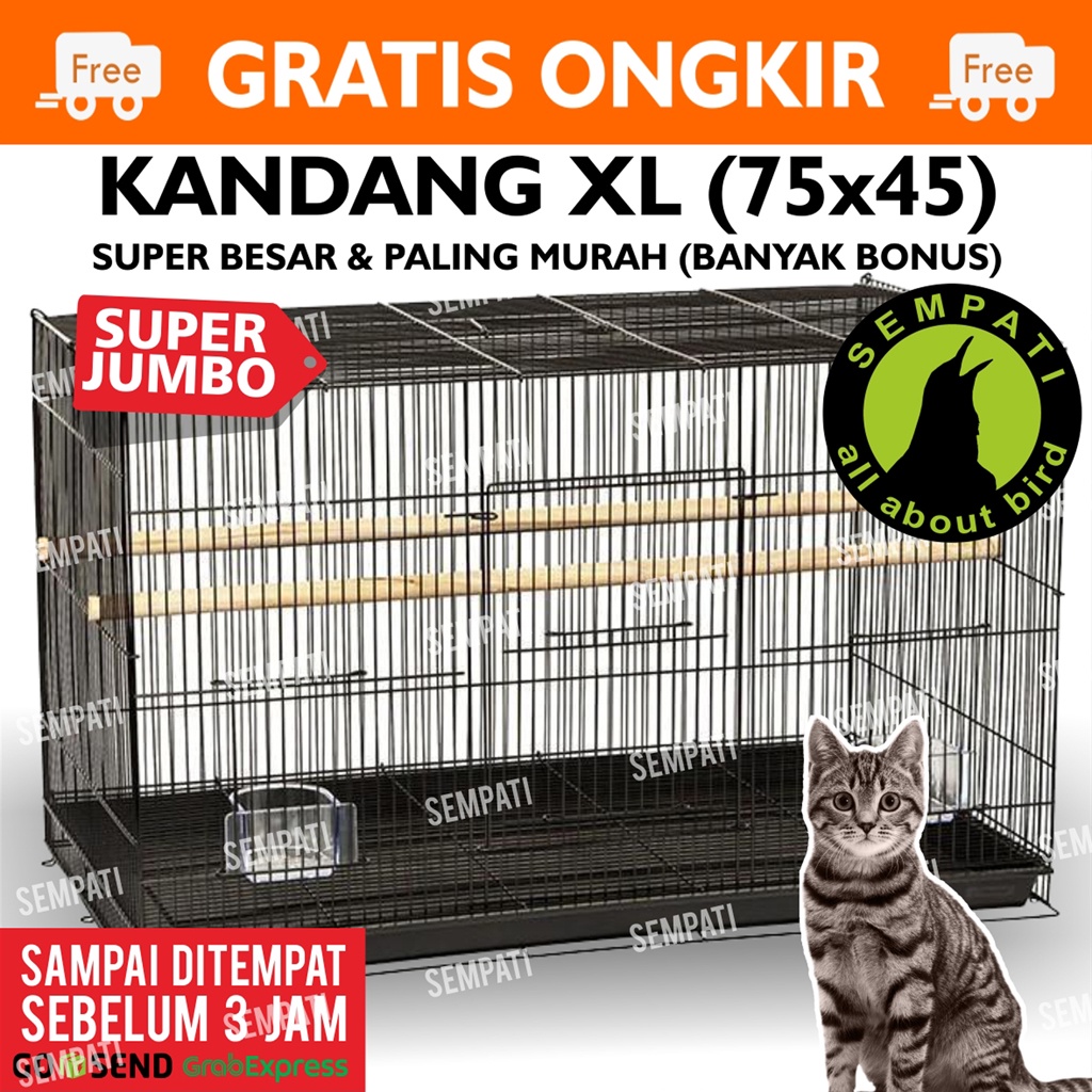 KANDANG KUCING BESI LIPAT SIZE XL (75X45X45) SANGKAR KELINCI / SUGAR GLIDER / KITTEN / MUSANG KDJMBO