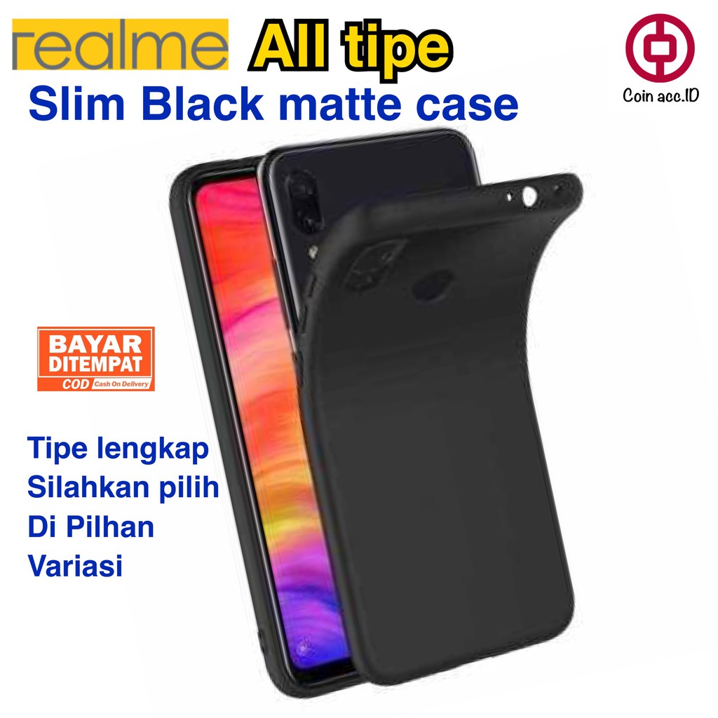 Black matte case REALME all tipe PRESISI - realme 2/c2/c3/3/3pro/5/5pro/x softcase slim matte