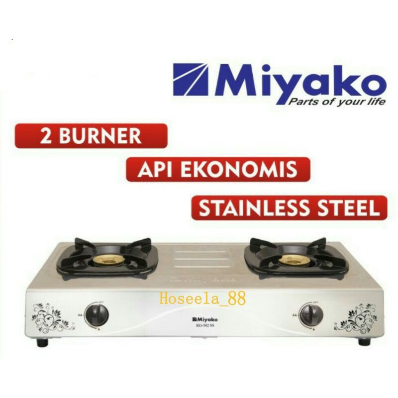 KG-502SS MIYAKO KOMPOR GAS 2 TUNGKU STAINLESS STEEL / KOMPOR MIYAKO KG502SS / MIYAKO KG 502 SS