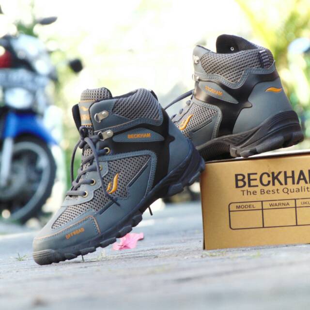 Sepatu Hiking Beckham Paramount Offroad Abu Hitam Outdoor Outdor Touring Gunung