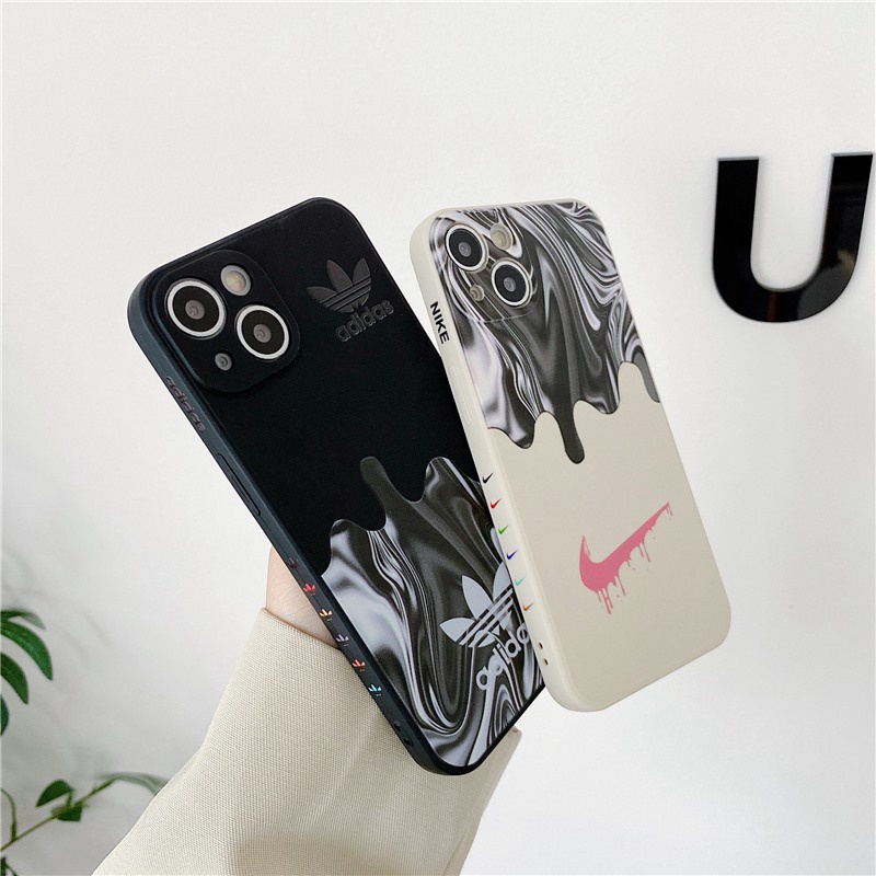 Fashion Nike &amp; Adidas Soft Case iP iPhone 7 8 + Plus X XR XS Max 11 12 13 Pro Max SE 2020 Black Casing