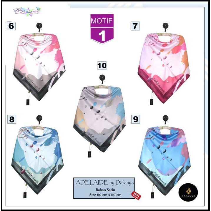 JILBAB SEGIEMPAT ADELAIDE SATIN MOTIF 1 BY DAFANYA HIJAB SCARF SQUARE HSY349