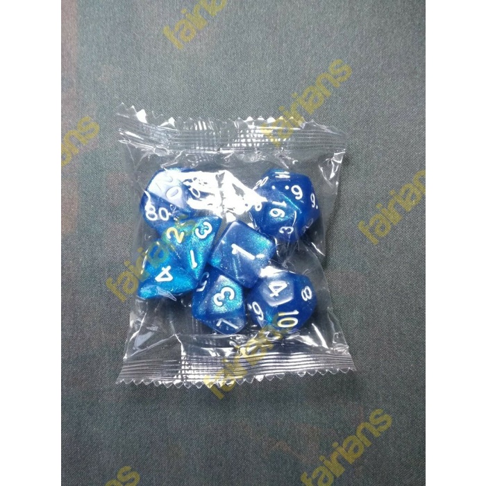 Dadu/Dice DND Polyhedral set isi 7 (Pearl Blue)