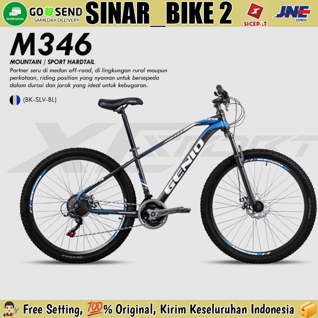 Sepeda Gunung MTB GENIO M 346 Ukuran 27.5 Inch 8 Speed Rem Cakram