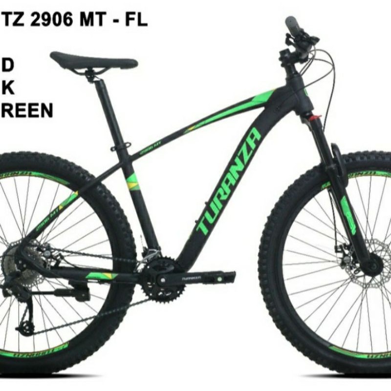 SEPEDA GUNUNG MTB TURANZA 26INCH HIDROLIK BLACK GREEN