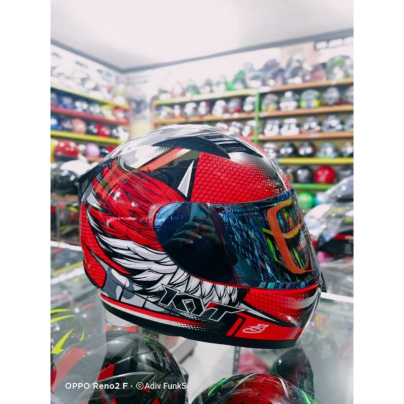 HELM KYT R10 ANDIGILANG KACA IRIDIUM BLUE ORIGINAL FULLBOK 2KG