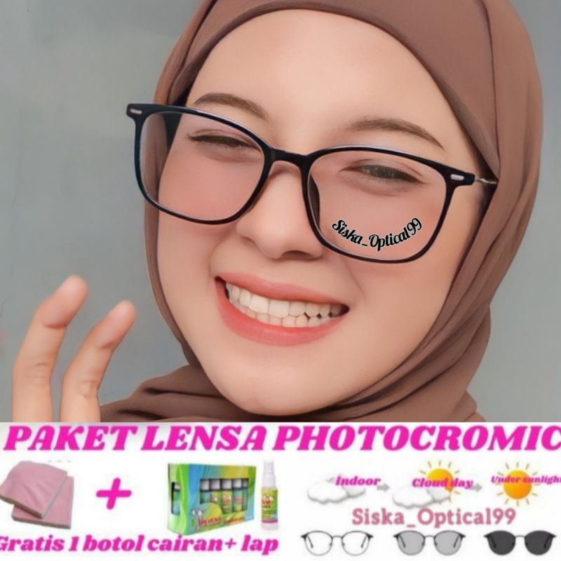 Kacamata Minus Photocromic | Kacamata Mini Anti Radiasi (Paket Frame+Lensa) Frame Kacamata Wanita 81