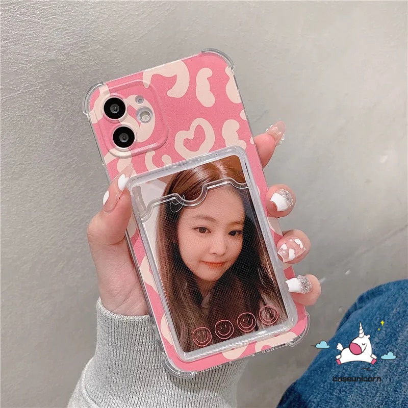 Case Dompet Kartu Bening Motif Leopard Untuk iPhone 14 7 6 plus 11 12 13 14 pro Max 6s 8 plus X XR XS Max SE