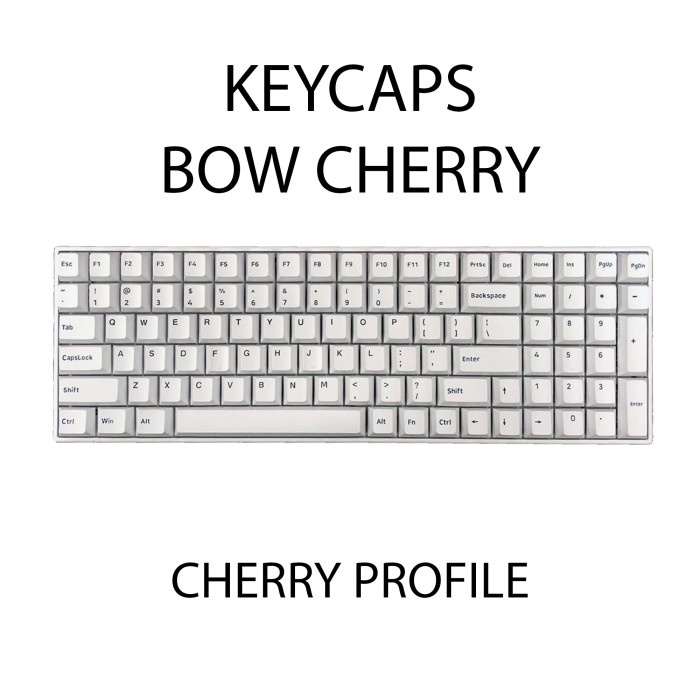 KEYCAPS PBT CHERRY PROFILE BOW DOUBLE SHOT BLACK ON WHITE