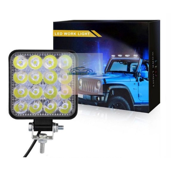 Lampu Tembak Sorot 24 Volt LED CWL 16 Mata Kotak CREE Truk Bus Offroad - Kotak