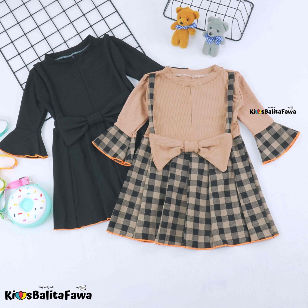 Overall Kirei uk 7-8 Tahun / IMPORT Dres Lengan Panjang Anak Perempuan Baju Gaun Pesta Adem Murah