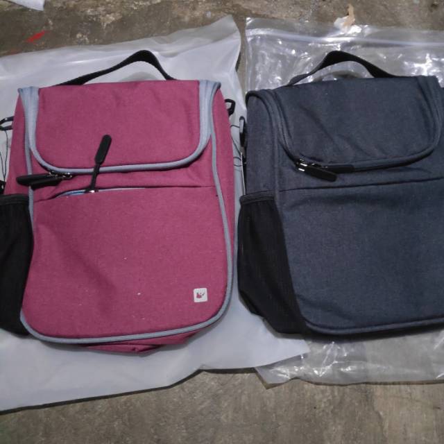 Rhinowalk Tas Handlebar Sepeda Lipat Warna Dark Grey dan Rose Red