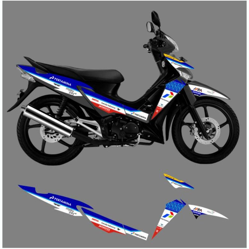 STRIPING STICKER VARIASI SUPRA X 125 PERTAMINA MANDALIKA
