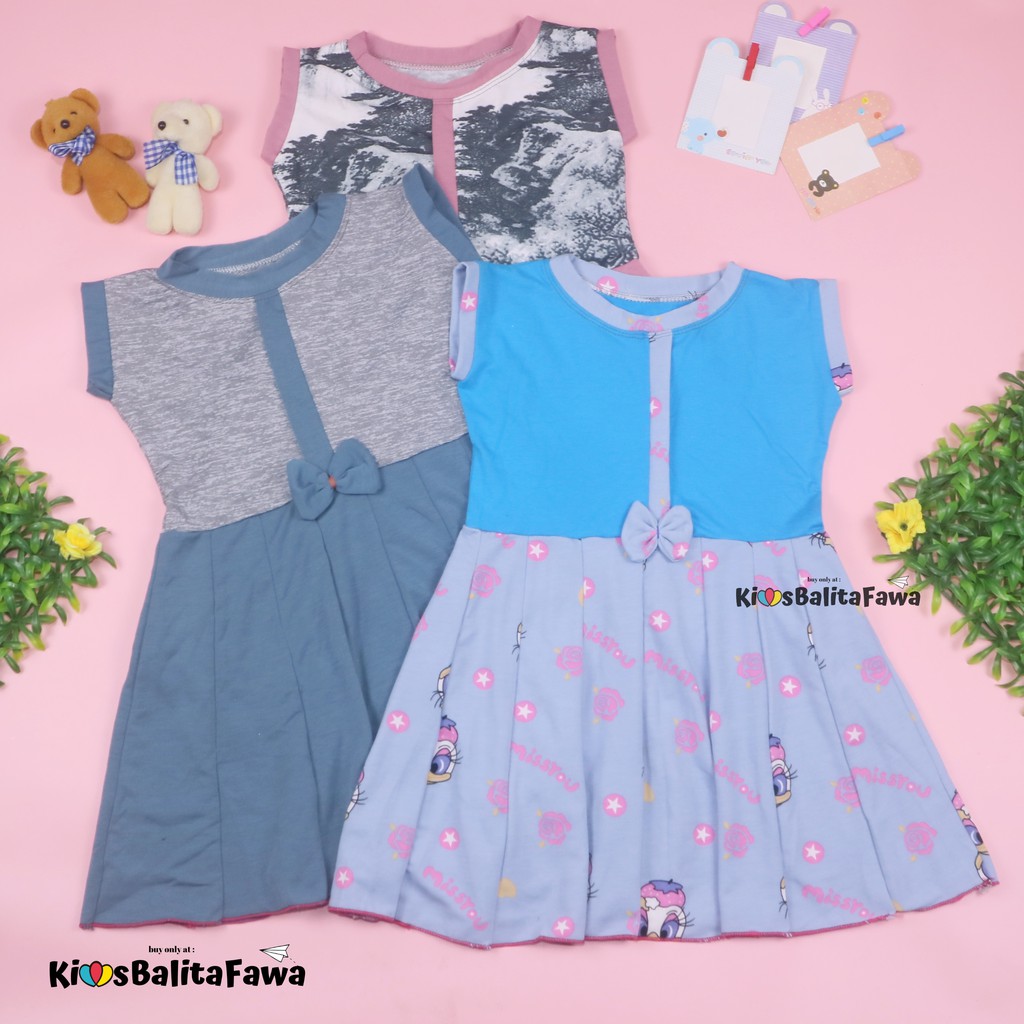 Dress Lala uk 5-6 Tahun / Dress Anak Perempuan Cewek Baju Dres Batik Murah Casual Pesta Yukensi Adem