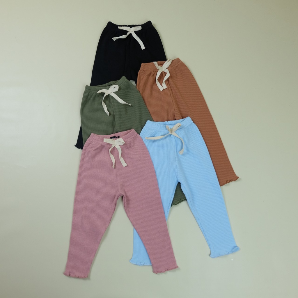 Legging rib anak bayi perempuan bahan reeb model curly bagian bawah girl