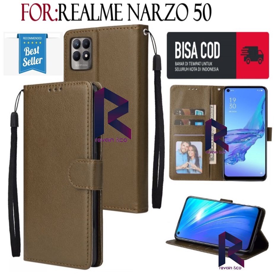 FLIP COVER REALME NARZO 50 CASING FLIP WALLET LEATHER KULIT PREMIUM SARUNG BUKA TUTUP FLIP CASE REALME NARZO 50