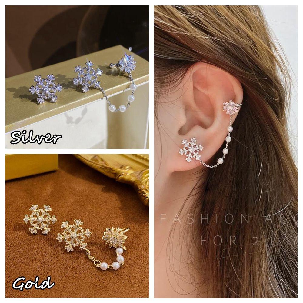 Lily Snowflake Ear Wrap Baru Wanita Pria Perhiasan Tragus Earrings