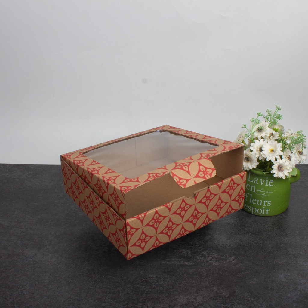 

Dus Mika Box Hampers Packaging Cake Box Batik Window GiftBox Ukuran 22x22x7 cm (Isi 10pcs)