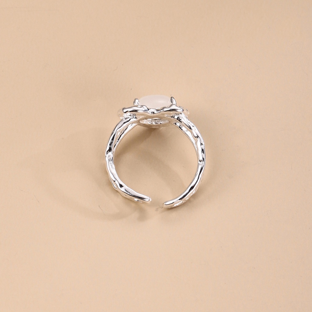 Cincin Batu Moonlight Bentuk Hati Dapat Disesuaikan Untuk Wanita