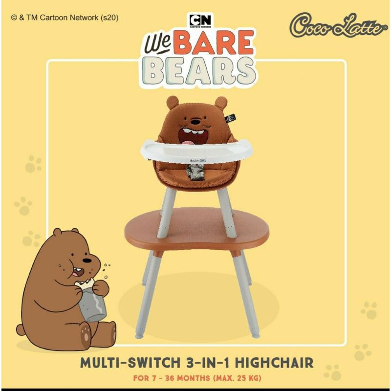 Makassar - Kursi Makan Bayi Baby Chair Cocolatte x We Bare Bears WBB Multi Switch 3 in 1 High Chair