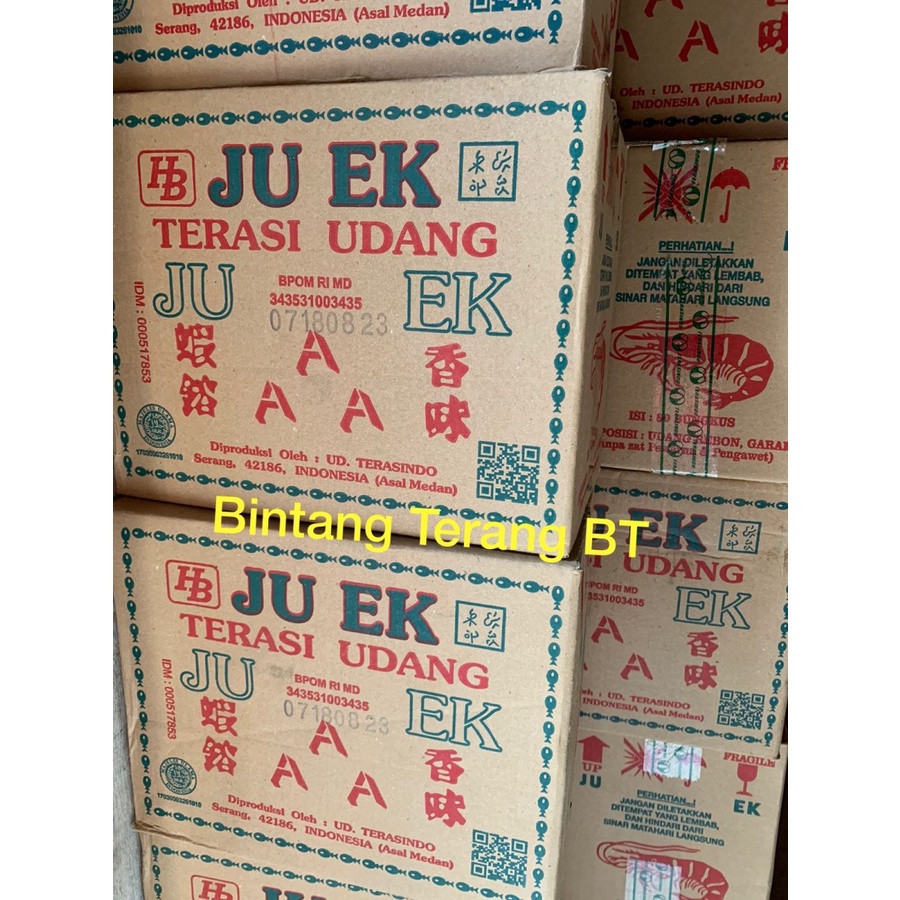 

Terasi Udang Juek JU EK Cap AAA 1 Dus Karton isi 80 pcs / Trasi Asli Medan No 1 Juek Besar per Dus isi 80 roll x 135 gr