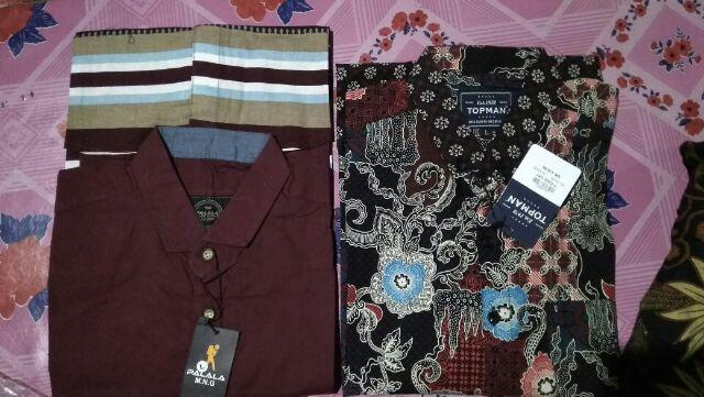 Credomenstore Kemeja Batik Pria Lengan Panjang Hitam Full Motif Floral Maron / Baju Cowok