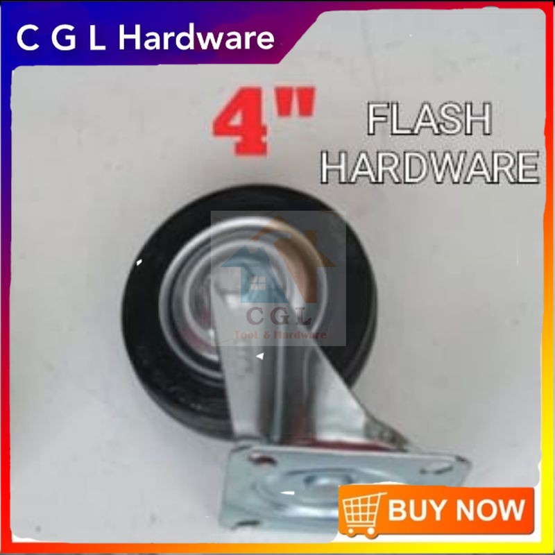 Roda karet / roda trolley / roda etalase lori HIDUP putar uk 4" inch