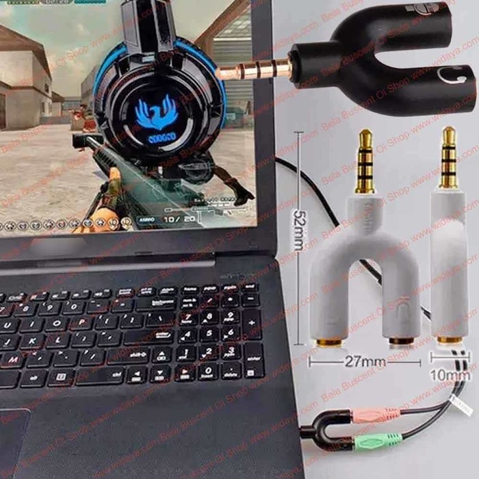 Audio spliter + Mic 3.5mm Jack 2in1 Dual U Spliter Headset Speaker