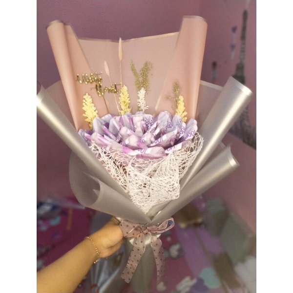 buket bunga kering_bunga plastik_buket uang