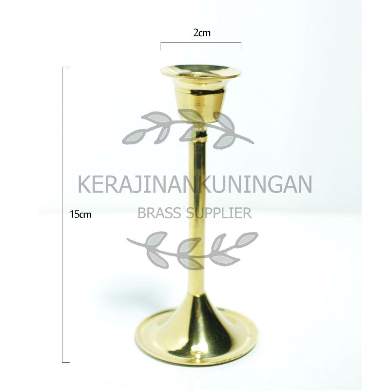 Tempat lilin kuningan tinggi 15cm candle holder brass