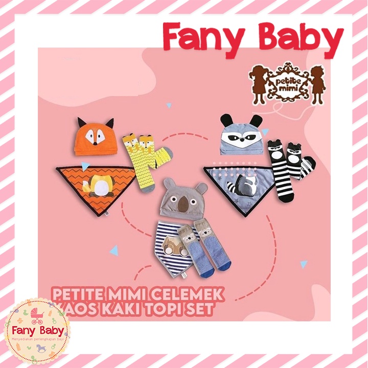 Petite Mimi Baby Cap Bib Scoks Set 3 in 1