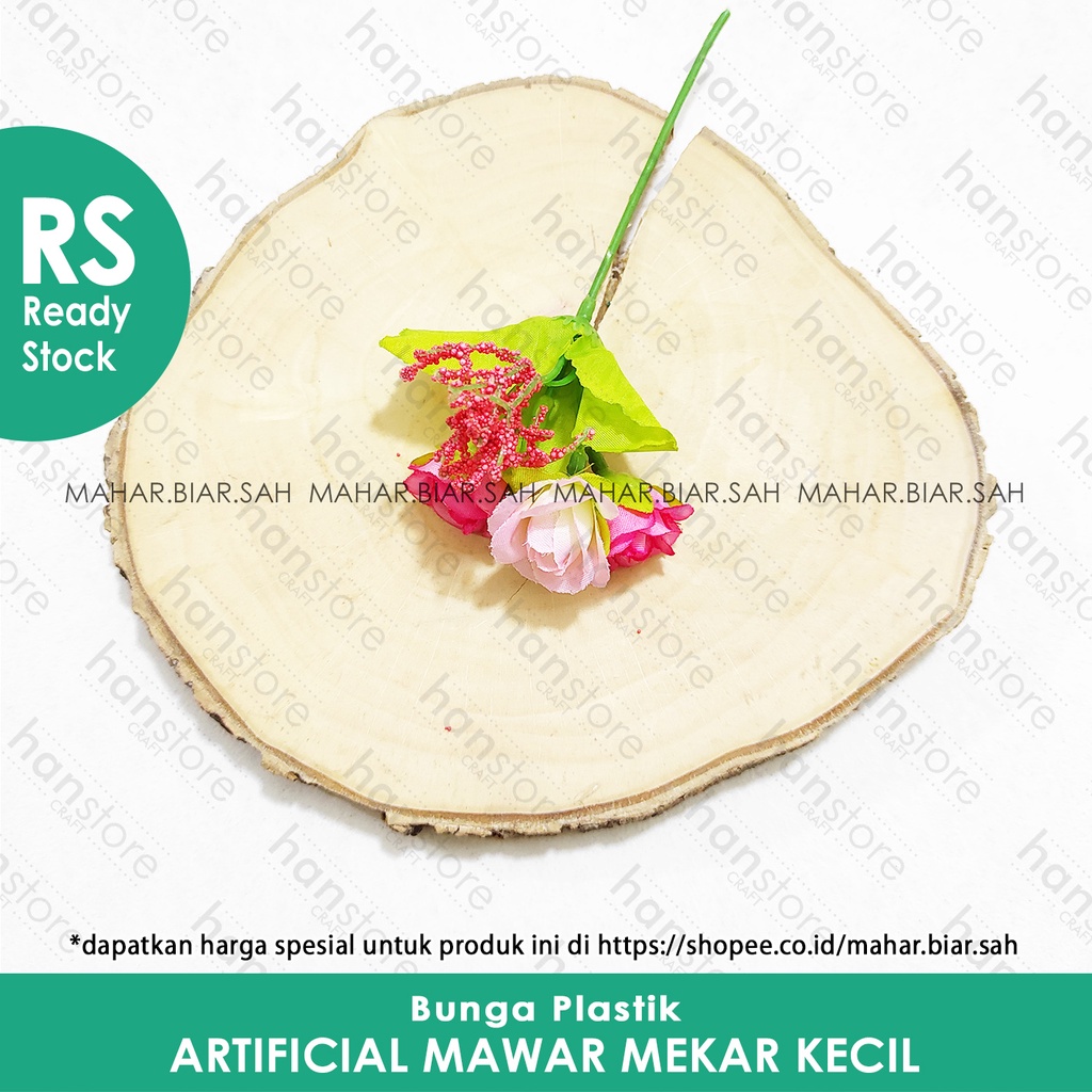 1 Pcs Bunga Artificial Mawar Mekar Kecil / bunga dekorasi mahar / bunga plastik / SHABBY / Dekorasi-Pink