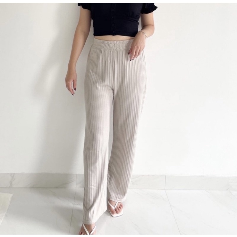 Misoo Pants 785 | Celana Kulot Knit Wanita Tebal - Celana Kulot Highwaist - Cullote Knit Pants