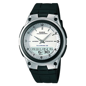 jam tangan pria casio analog digital AW80-7 layar putih ori tali karet