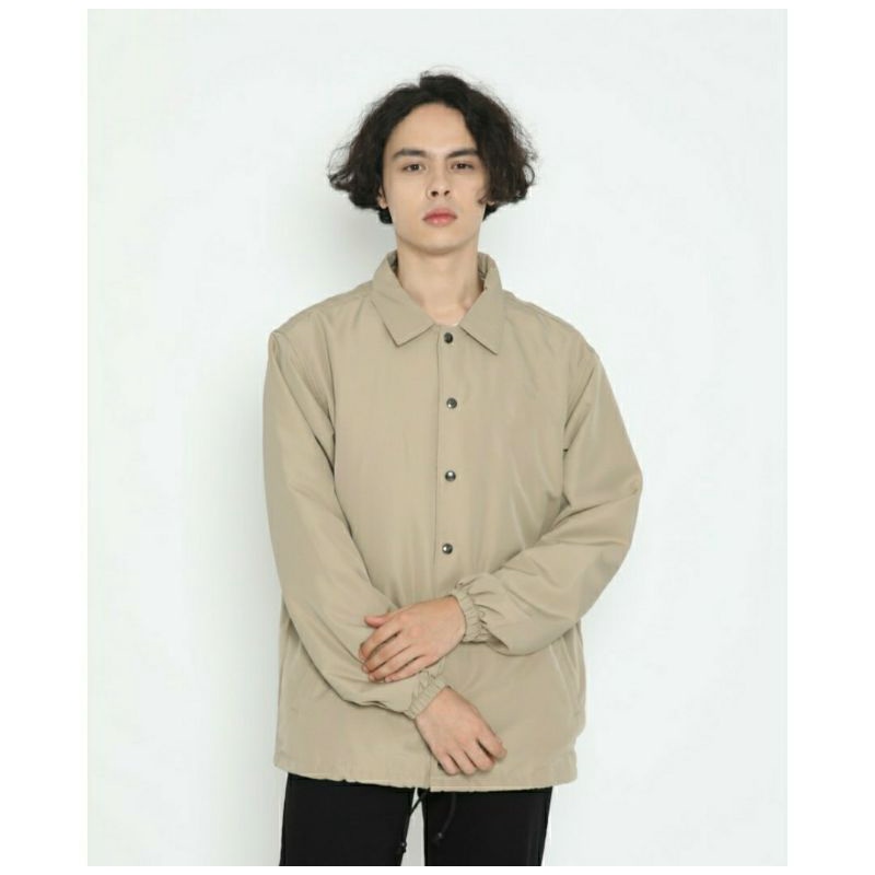 JAKET COACH WINDBREAKER TASLAN WATERPROOF PRIA DAN WANITA POLOS PREMIUM-cream