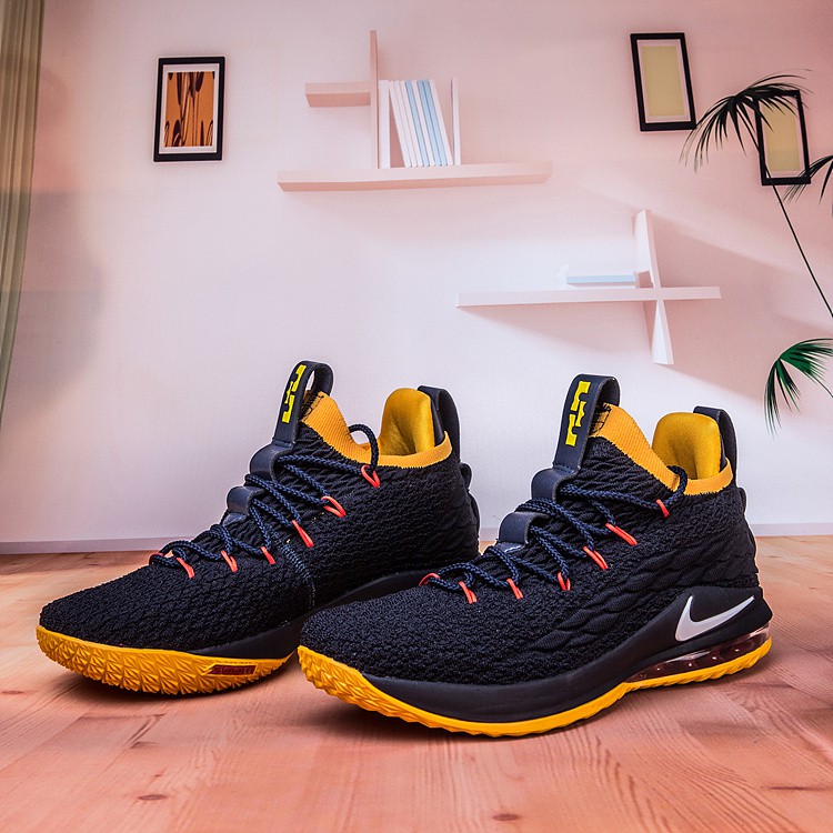 Lebron James 15 Low Navy Yellow Sepatu Basket