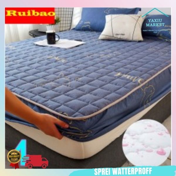 Sprei Waterproof / Sprei Protector bermotif / Sprei anti air ukuran 180x200CM SPREI WATERPROOF-BIRU DOLPHINE